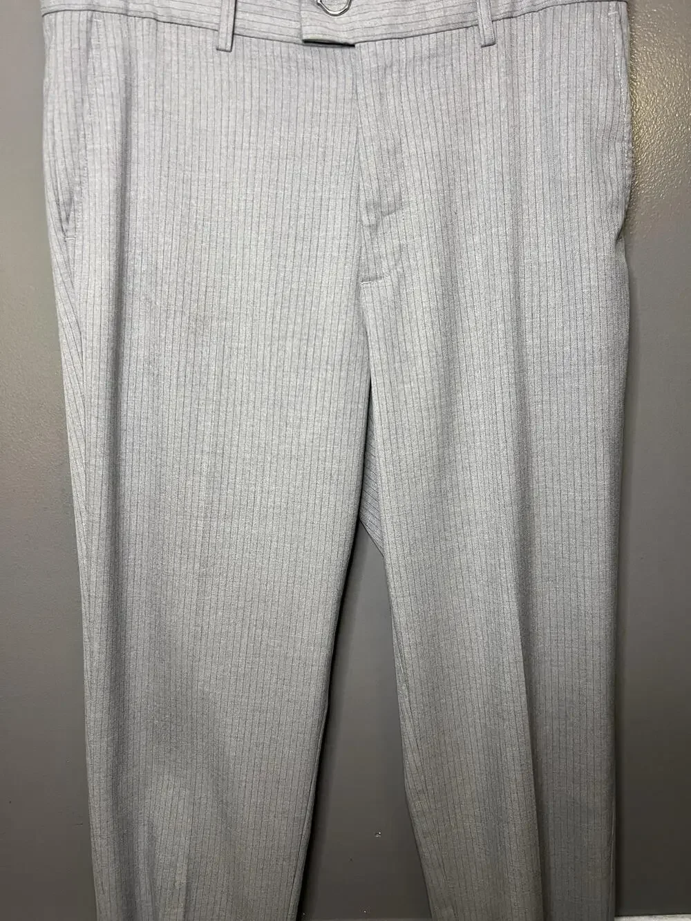 Banana Republic Dress Pants Mens 35x32 Gray Slim Fit Pinstripe Stretch Formal